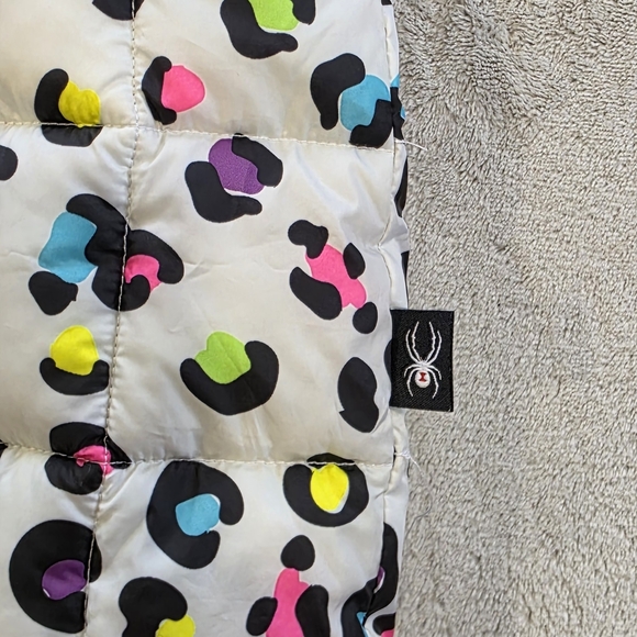 Spyder Multicolor Leopard Print Kids Snow Suit, Fold Over Hands And Feet 9-12 Mn - Picture 4 of 5